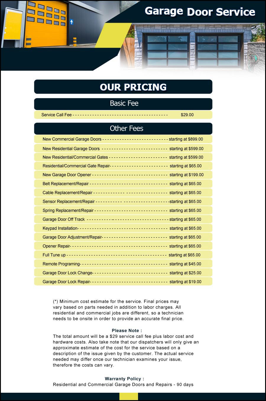 List Garage Door Opener Repairs